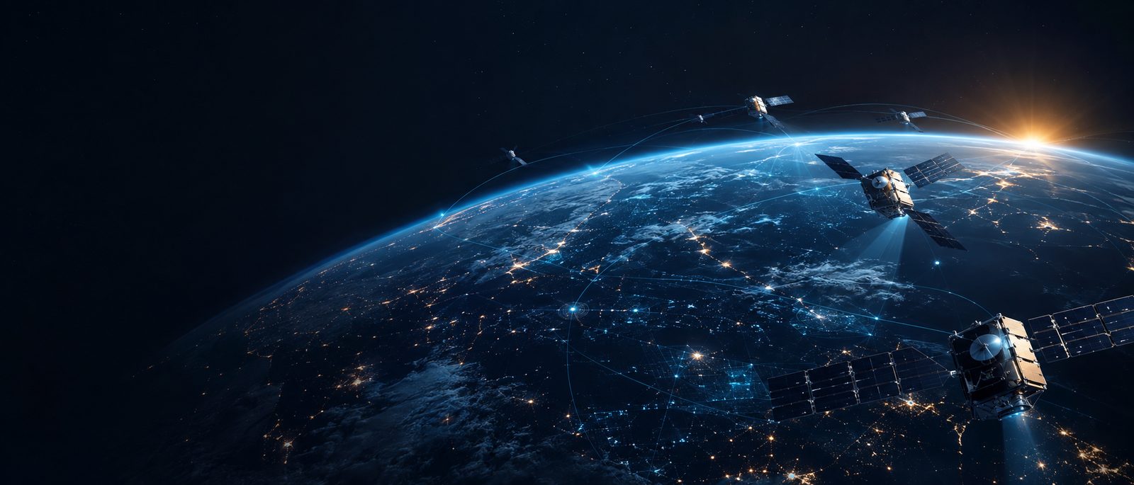 A resilient satellite constellation connected above Earth at night